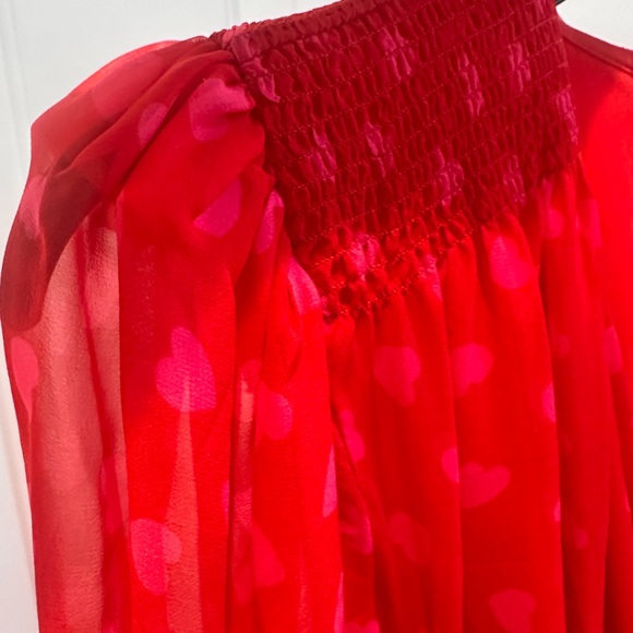 Kate Spade 100% Silk Heart Sheer-Sleeve Midi Dress - Picture 13 of 13